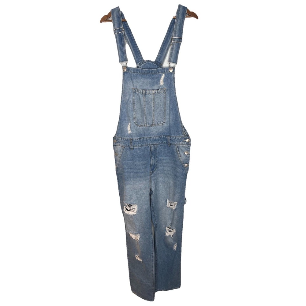 American Eagle Men Blue Denim Bib Overalls L Distressed Y2K 90s Western Cowboy